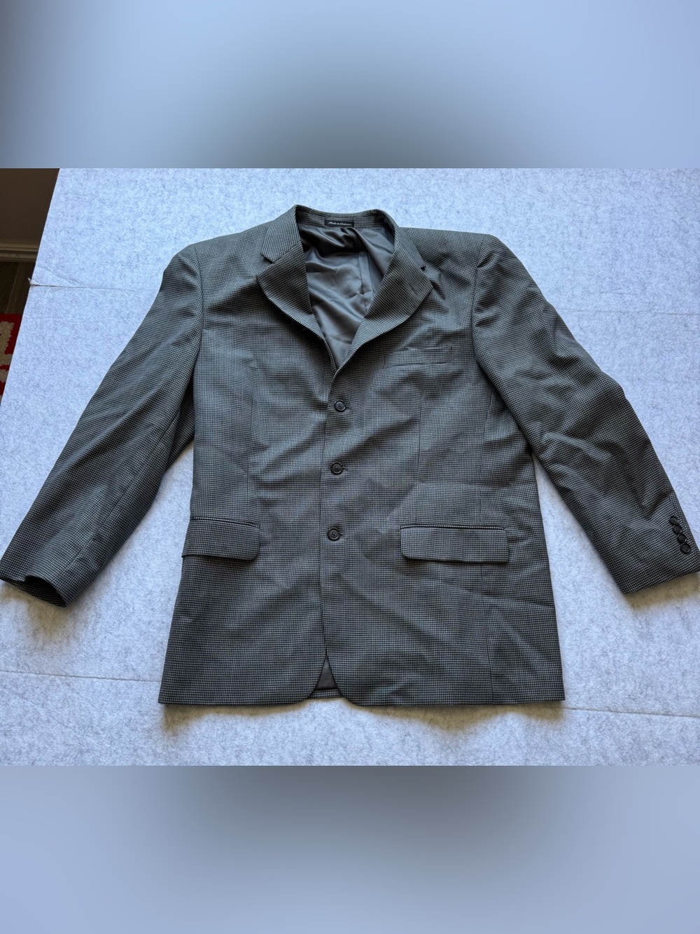 Bergamo New York Exec. 100% Wool Men’s Blend Houndstooth Sport Coat Blazer Gray